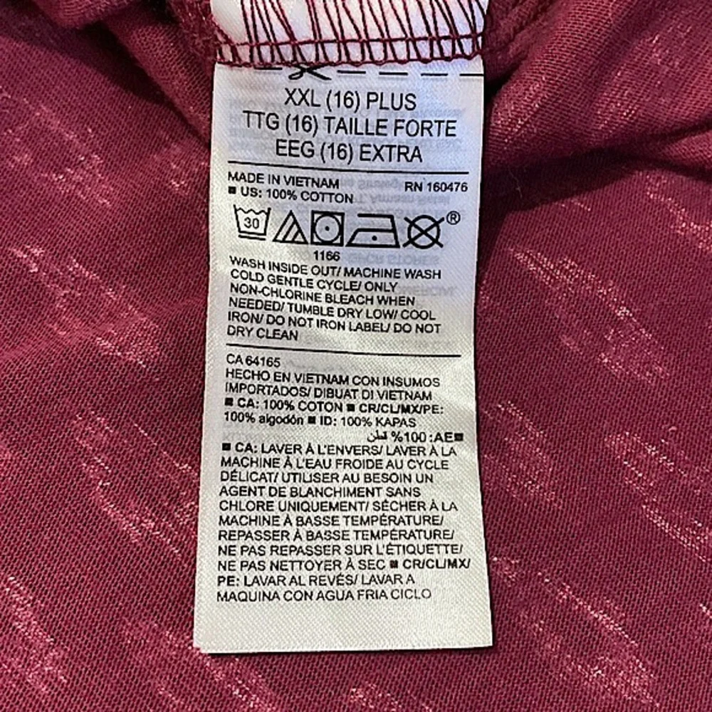Old Navy Maroon Red Cream XXL Plus Girls Rustic Cottagecore Preppy Boho Dress